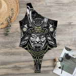 Japanese Samurai Warrior Print One Shoulder Bodysuit