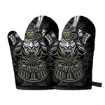 Japanese Samurai Warrior Print Oven Mitts