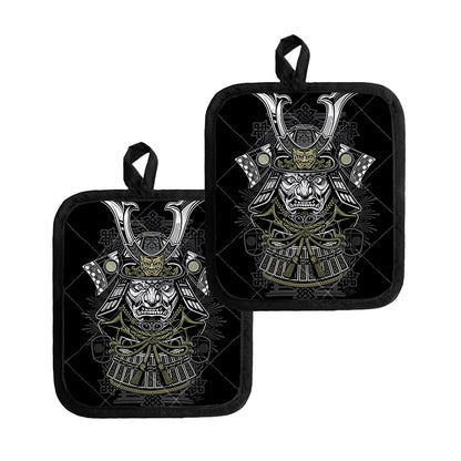 Japanese Samurai Warrior Print Pot Holders