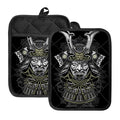 Japanese Samurai Warrior Print Pot Holders With Pocket