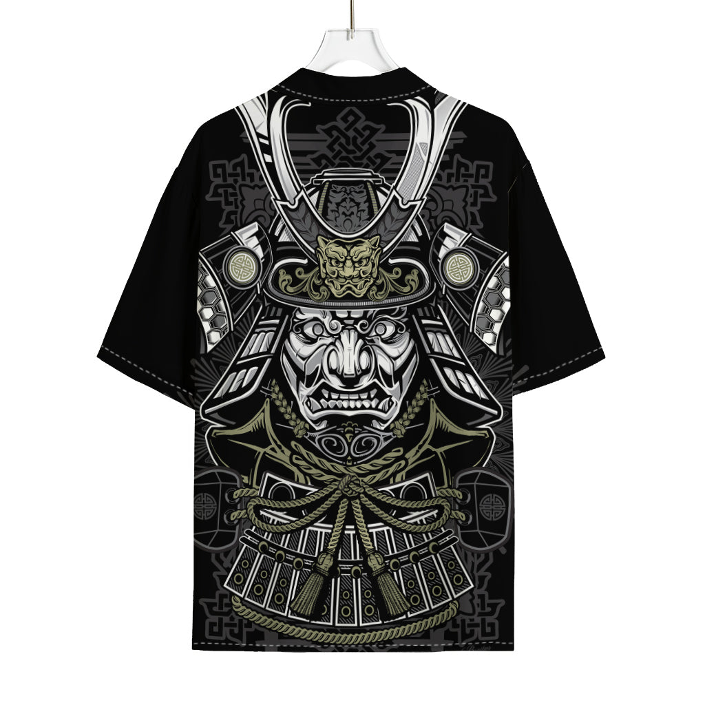Japanese Samurai Warrior Print Rayon Hawaiian Shirt