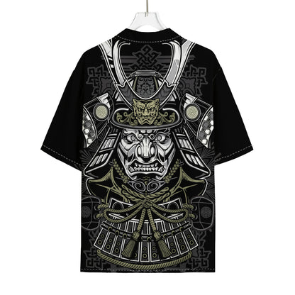 Japanese Samurai Warrior Print Rayon Hawaiian Shirt