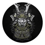 Japanese Samurai Warrior Print Round Blanket