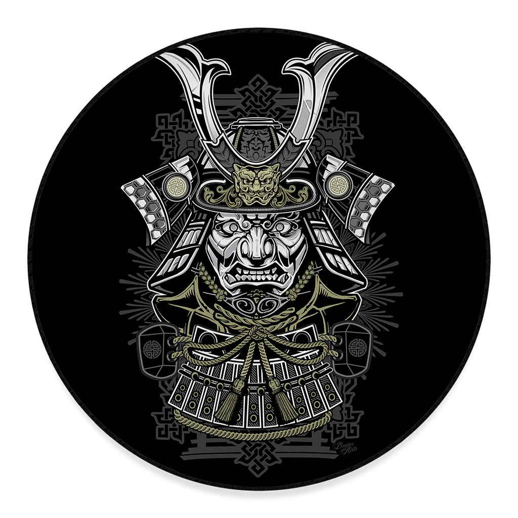 Japanese Samurai Warrior Print Round Floor Mat