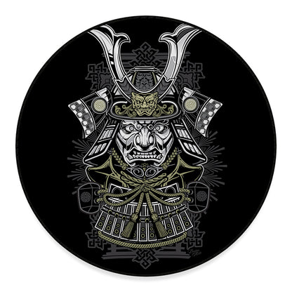 Japanese Samurai Warrior Print Round Floor Mat
