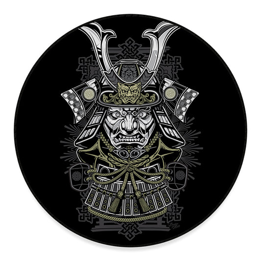 Japanese Samurai Warrior Print Round Floor Mat