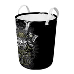 Japanese Samurai Warrior Print Round Laundry Basket