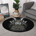 Japanese Samurai Warrior Print Round Rug