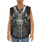 Japanese Samurai Warrior Print Sleeveless Baseball Jersey