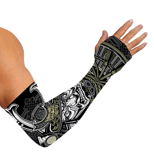 Japanese Samurai Warrior Print Sun Protection Arm Sleeves