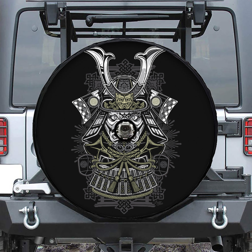 Japanese Samurai Warrior Print Tire Cover With Camera Hole
