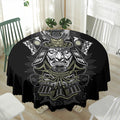 Japanese Samurai Warrior Print Waterproof Round Tablecloth