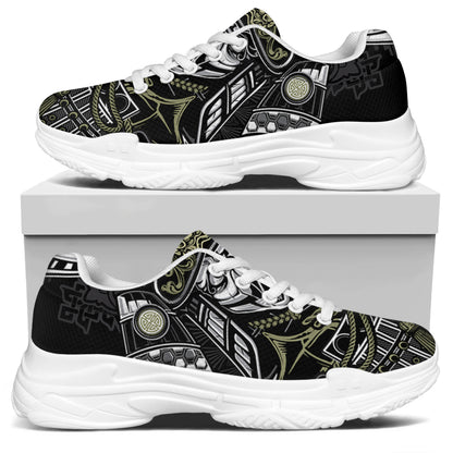 Japanese Samurai Warrior Print White Chunky Shoes