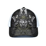 Japanese Samurai Warrior Print White Mesh Trucker Cap