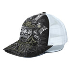 Japanese Samurai Warrior Print White Mesh Trucker Cap