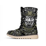 Japanese Samurai Warrior Print Winter Boots