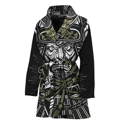 Japanese Samurai Warrior Print Women's Bathrobe