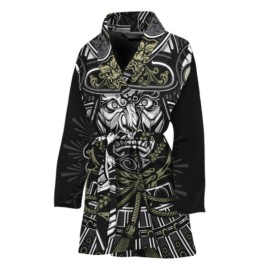 Japanese Samurai Warrior Print Women's Bathrobe