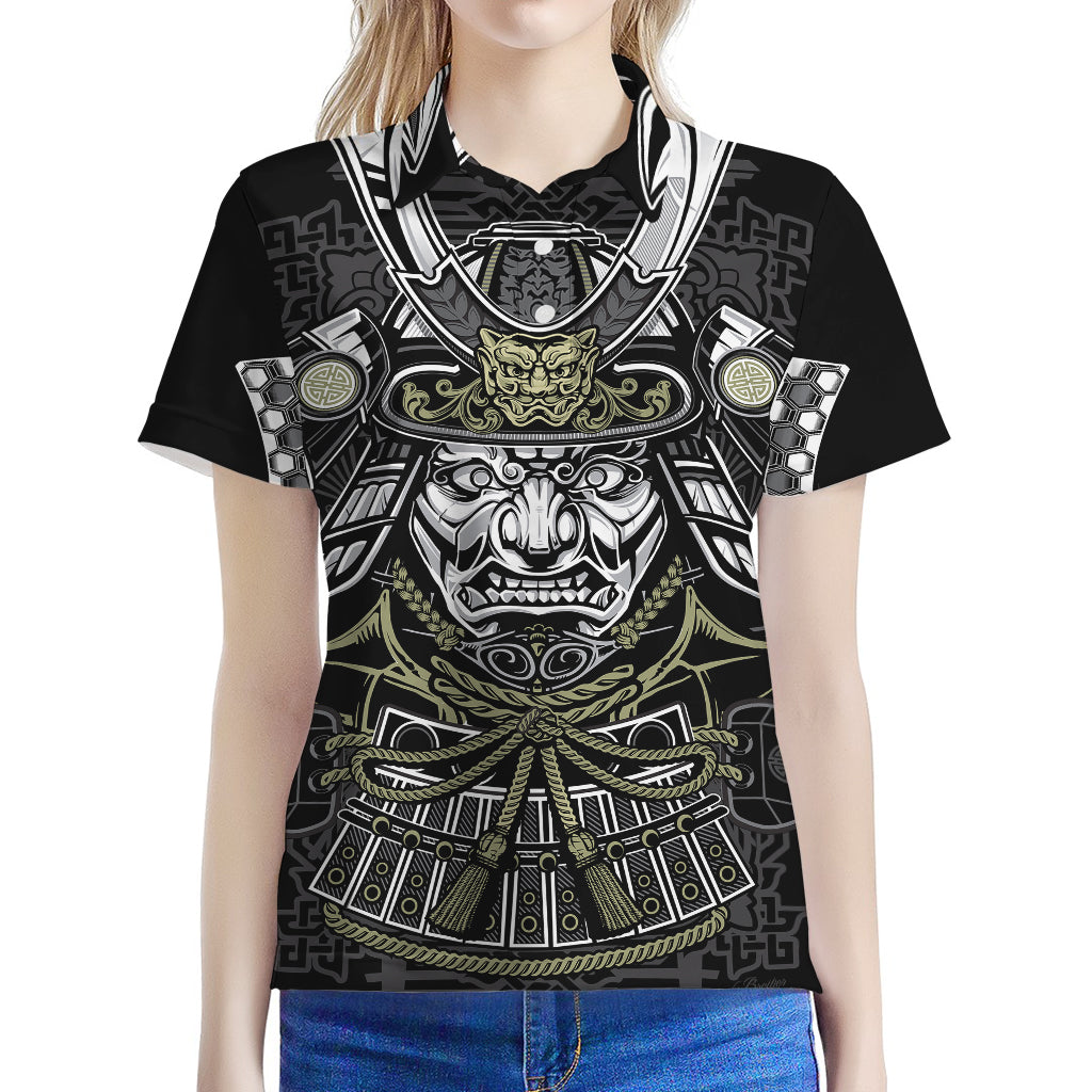Japanese Samurai Warrior Print Women's Polo Shirt