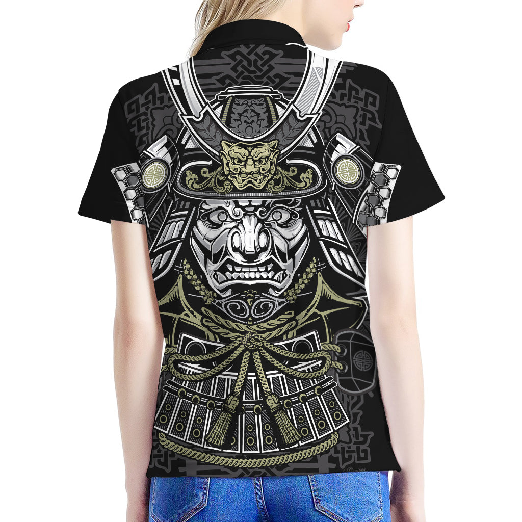 Japanese Samurai Warrior Print Women's Polo Shirt