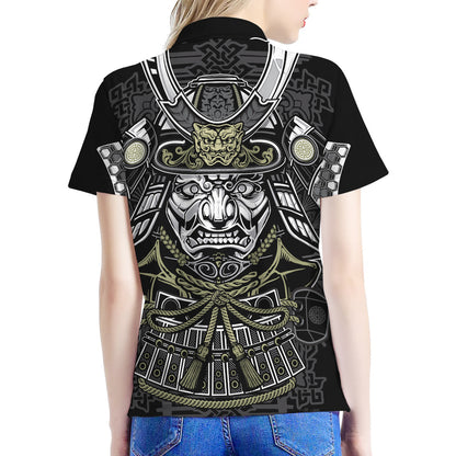Japanese Samurai Warrior Print Women's Polo Shirt