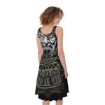 Japanese Samurai Warrior Print Women's Sleeveless Dress