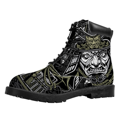 Japanese Samurai Warrior Print Work Boots