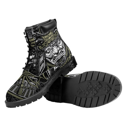 Japanese Samurai Warrior Print Work Boots