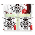Japanese Samurai Woman Print 3 Piece Kitchen Curtains