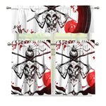 Japanese Samurai Woman Print 3 Piece Kitchen Curtains