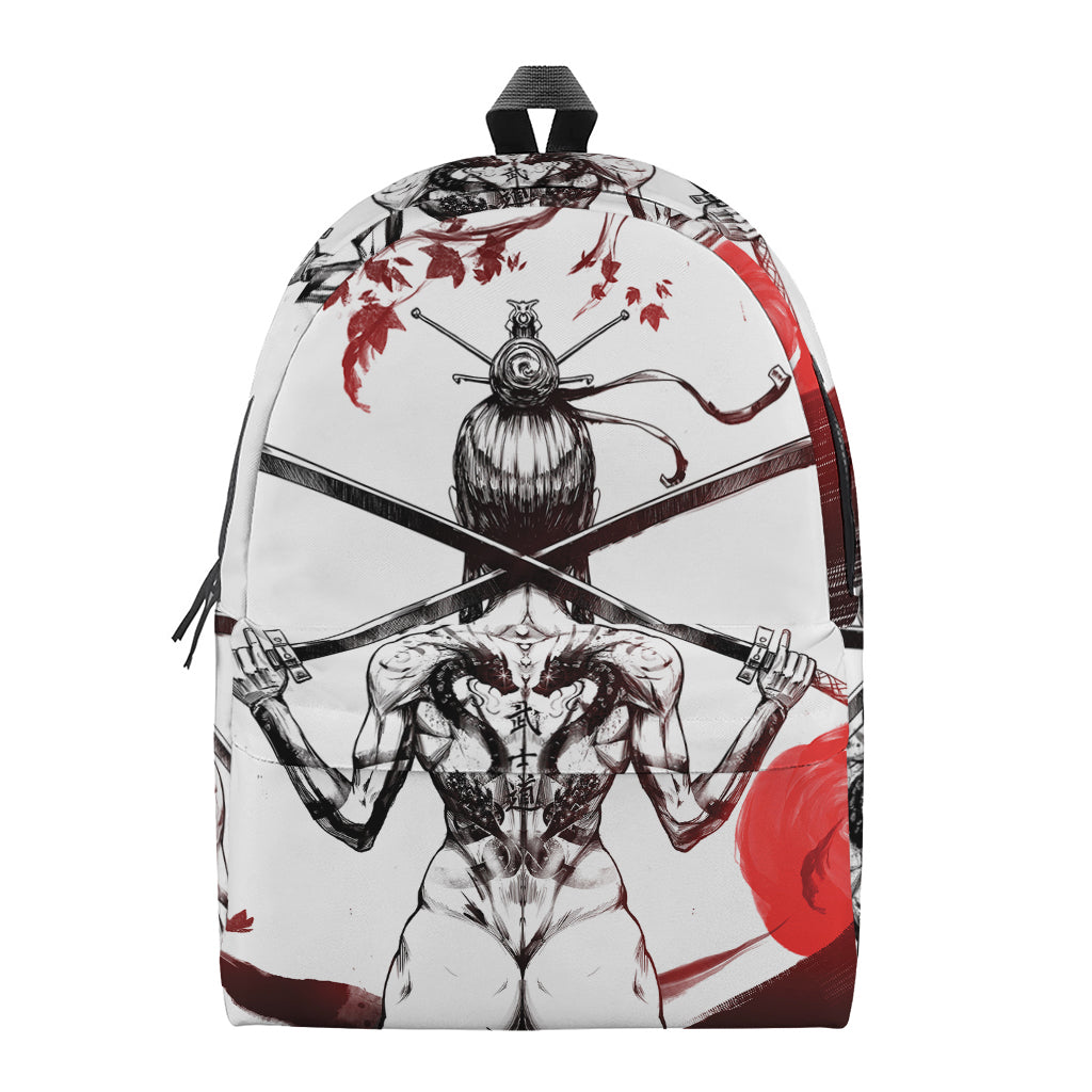 Japanese Samurai Woman Print Backpack