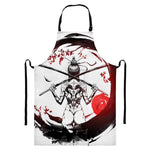 Japanese Samurai Woman Print Bib Apron With Pocket