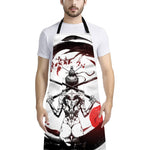 Japanese Samurai Woman Print Bib Apron With Pocket