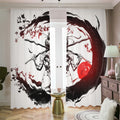 Japanese Samurai Woman Print Dimout Pencil Pleat Curtains