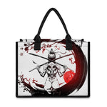 Japanese Samurai Woman Print Canvas Tote Bag