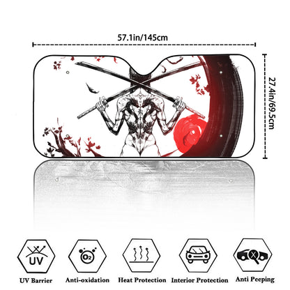 Japanese Samurai Woman Print Car Windshield Sun Shade