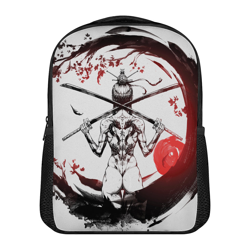 Japanese Samurai Woman Print Casual Backpack