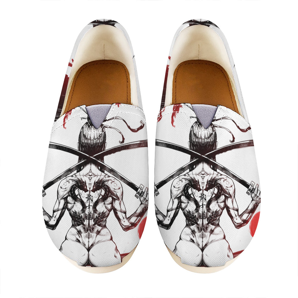 Japanese Samurai Woman Print Casual Shoes