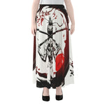 Japanese Samurai Woman Print Chiffon Maxi Skirt