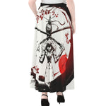 Japanese Samurai Woman Print Chiffon Maxi Skirt