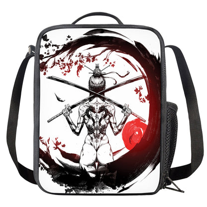 Japanese Samurai Woman Print Crossbody Lunch Bag