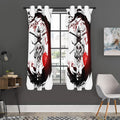 Japanese Samurai Woman Print Grommet Curtain Panels