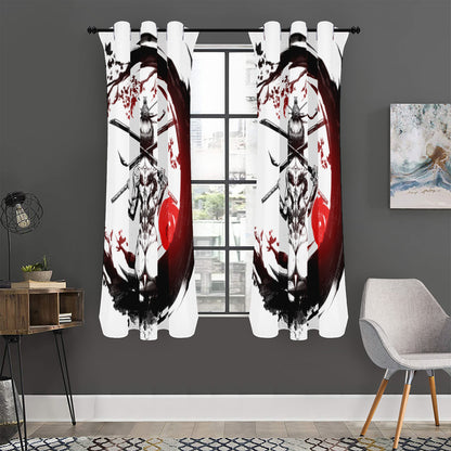 Japanese Samurai Woman Print Curtain