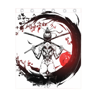 Japanese Samurai Woman Print Curtain