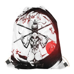 Japanese Samurai Woman Print Drawstring Bag