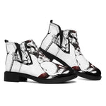 Japanese Samurai Woman Print Flat Ankle Boots