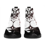 Japanese Samurai Woman Print Flat Ankle Boots