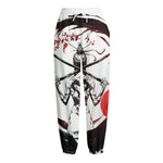 Japanese Samurai Woman Print Fleece Lined Knit Pants