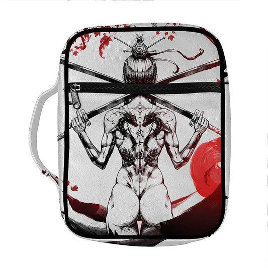 Japanese Samurai Woman Print Front Pocket Bible Bag