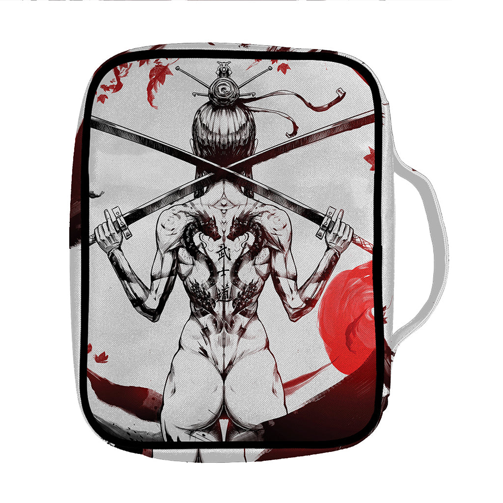 Japanese Samurai Woman Print Front Pocket Bible Bag